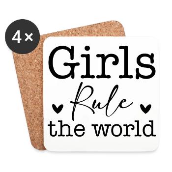Les filles dominent le monde SVG – Girl Power Design - Dessous de verre (lot de 4) - blanc - Devant
