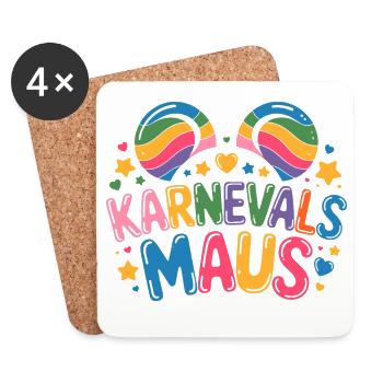 Karnevalsmaus Karneval Köln Kölner Karnevals Maus - Untersetzer (4er-Set) - Weiß - Vorne