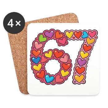 Heart Mosaic 67 Colorful Love Doodle - Coasters (set of 4) - white - Front