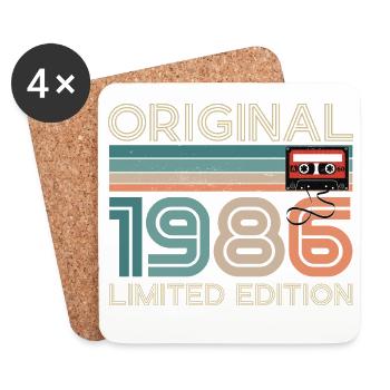 40 ans 40e Anniversaire 1986 Original Vintage - Dessous de verre (lot de 4) - blanc - Devant