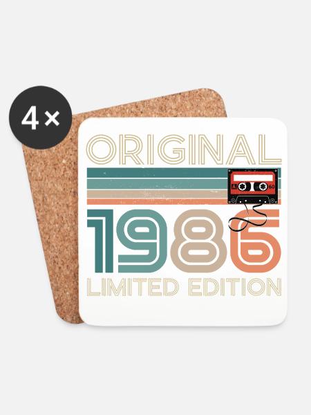 40 Jahre 40-jähriges Jubiläum 1986 Originaljahrgang - Untersetzer (4er-Set) - Weiß