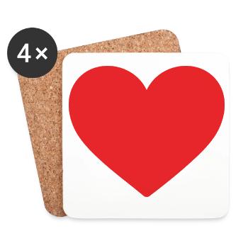 Red Heart – Minimalistisches Herz Icon - Untersetzer (4er-Set) - Weiß - Vorne