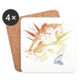 Breakdancer Zeichnung Vintage - Untersetzer (4er-Set) - Weiß - Vorne