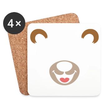 Bear | Déguisement de carnaval en costume de grand visage - Dessous de verre (lot de 4) - blanc - Devant