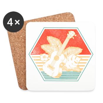 Hawaiian Ukulele Uke Retro Vintage - Coasters (set of 4) - white - Front