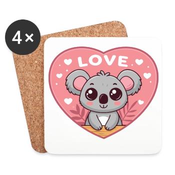 Koalaherz süße Liebe - Untersetzer (4er-Set) - Weiß - Vorne