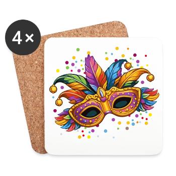 Colourful carnival mask – elegant carnival motif - Coasters (set of 4) - white - Front