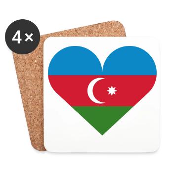 Azerbaijan heart flag - Coasters (set of 4) - white - Front
