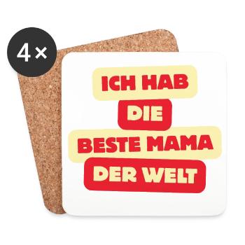 Beste Mama der Welt – Baby & Kinder Shirt - Untersetzer (4er-Set) - Weiß - Vorne