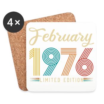 50e Anniversaire Février 1976 50 ans Vintage Rétro - Dessous de verre (lot de 4) - blanc - Devant