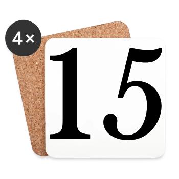15. 15 ANS. 15e ANNIVERSAIRE. ANNIVERSAIRE 15 ANS. - Dessous de verre (lot de 4) - blanc - Devant