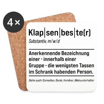 Klapsenbester Klapse Psychiatrie Fun Sprüche - Untersetzer (4er-Set) - Weiß - Vorne