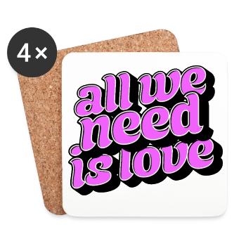 L’amour suffit : faute de frappe rétro sur l’amour - Dessous de verre (lot de 4) - blanc - Devant