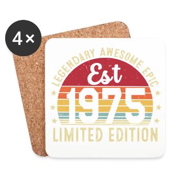 51ème anniversaire - Cadeau Vintage 1975 - Dessous de verre (lot de 4) - blanc - Devant