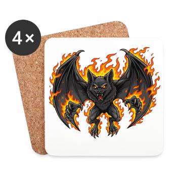 Chauve-souris en feu - Dessous de verre (lot de 4) - blanc - Devant