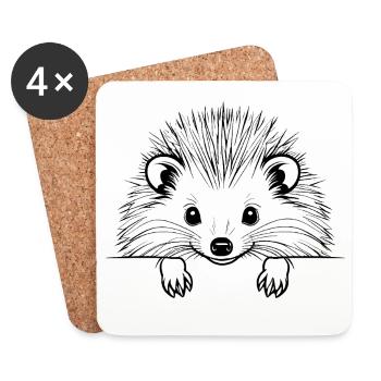 Tier-Igel-Haustiersymbol - Untersetzer (4er-Set) - Weiß - Vorne