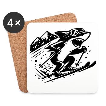 Ski Shark - Coasters (set of 4) - white - Front