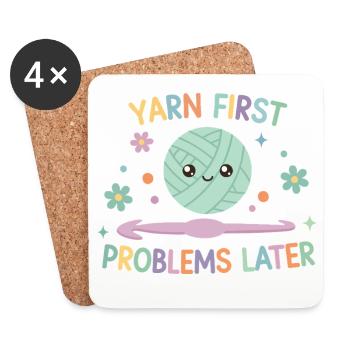 Problèmes de laine d’abord Puis fil au crochet drôle - Dessous de verre (lot de 4) - blanc - Devant