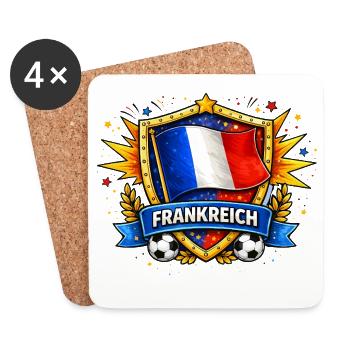 Drapeau français dans le bouclier de football - Dessous de verre (lot de 4) - blanc - Devant