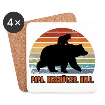 Daddy You're My Hero Protector Dad Bear - Coasters (set of 4) - white - Front