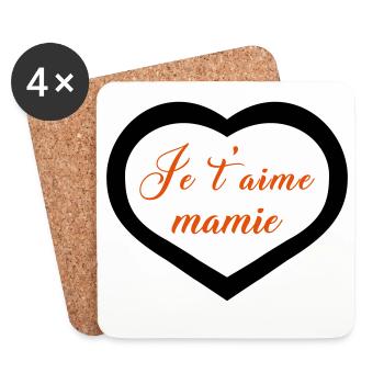 Cœur je t'aime mamie - Dessous de verre (lot de 4) - blanc - Devant