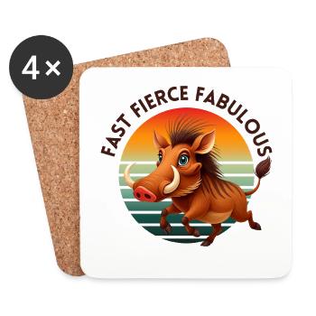 Retro Style Warthog in the Sun - Coasters (set of 4) - white - Front