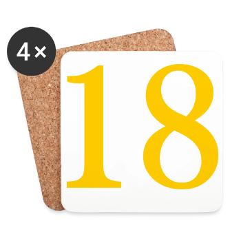18. 18 JAHRE ALT. 18-JÄHRIGES JUBILÄUM. 18. GEBURTSTAG. - Untersetzer (4er-Set) - Weiß - Vorne