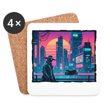 Retro Wave Tokyo Cyber - Coasters (set of 4) - white - Front