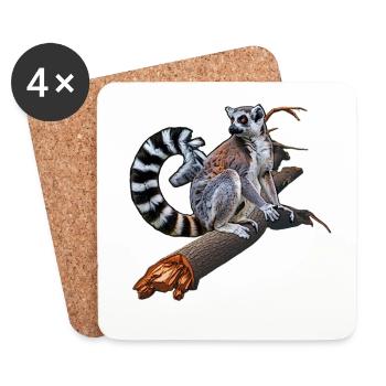 Ring-tailed lemurs - Coasters (set of 4) - white - Front