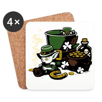 Leprechaun in the pot of gold - Coasters (set of 4) - white - Front
