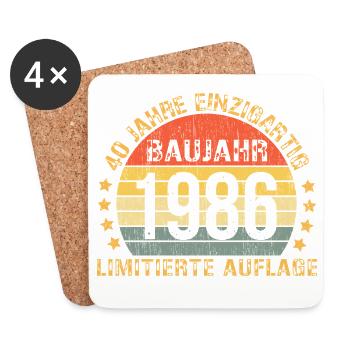 1986 Geburtstag 40 Dekoration 40er 40. Geburtstag - Untersetzer (4er-Set) - Weiß - Vorne