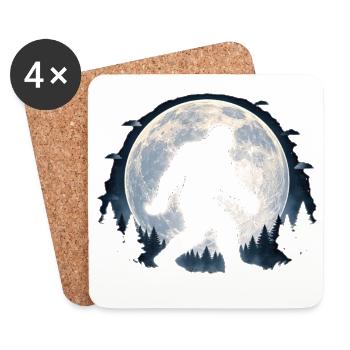 Mondscheinwald Bigfoot Silhouette - Untersetzer (4er-Set) - Weiß - Vorne