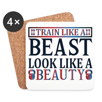 Beauté, bête de train - Dessous de verre (lot de 4) - blanc - Devant