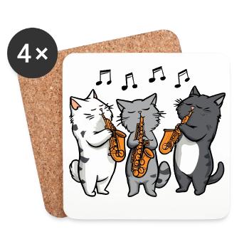 Jazz Cats Trio Saxophone - Coasters (set of 4) - white - Front