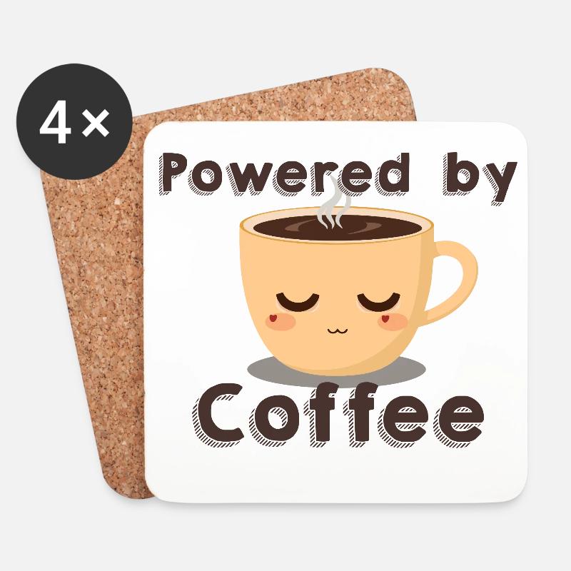 Powered by Coffee - Kaffee Tasse - Untersetzer (4er-Set) - Weiß