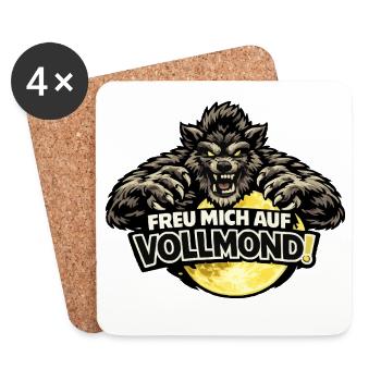 Werwolf Vollmond - lustiger Amok-Spruch - Untersetzer (4er-Set) - Weiß - Vorne