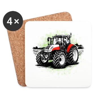 Red Tractor – Halftone Motif Steyr Farm - Coasters (set of 4) - white - Front