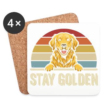 Stay Golden Golden Retriever Retro Motif - Coasters (set of 4) - white - Front