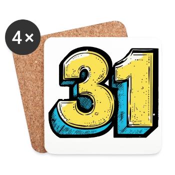 31 Number Colorful - Coasters (set of 4) - white - Front