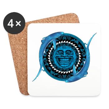 Blue Shark Tiki - Dessous de verre (lot de 4) - blanc - Devant