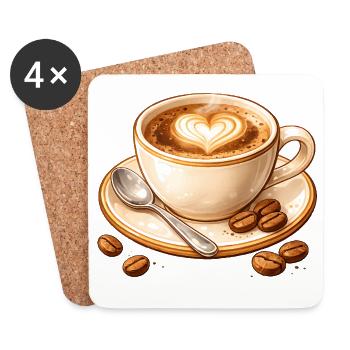 Coffee illustration with heart - Coasters (set of 4) - white - Front
