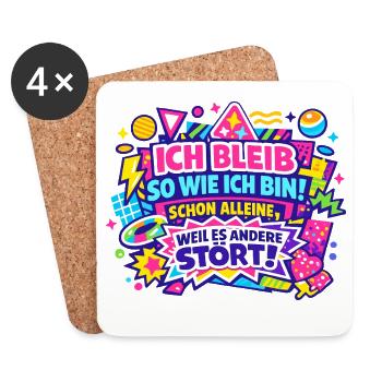 Ich Bleib So Wie Ich Bin – Allein Stark - Untersetzer (4er-Set) - Weiß - Vorne