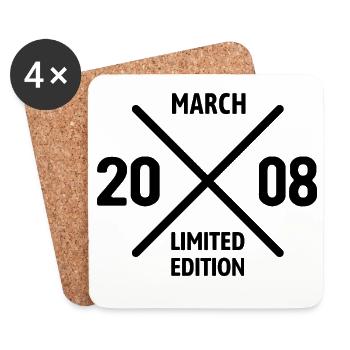 Limited Edition March 2008 Birthday Gift - Coasters (set of 4) - white - Front
