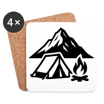 Camp de montagne près du feu - Dessous de verre (lot de 4) - blanc - Devant