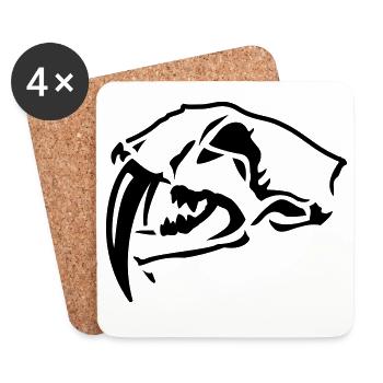Crâne de tigre à dents de sabre - Dessous de verre (lot de 4) - blanc - Devant