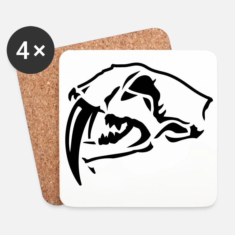 Sabre-toothed Tiger Skull - Coasters (set of 4) - white
