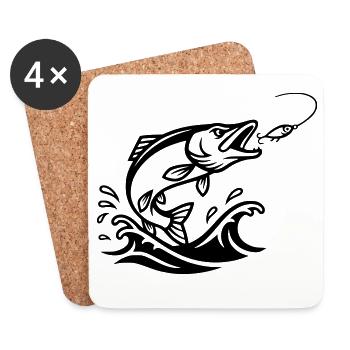 Pike Predator Silhouette - Coasters (set of 4) - white - Front