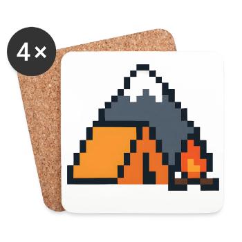 Pixel Schlaffuchs Mondnacht - Untersetzer (4er-Set) - Weiß - Vorne