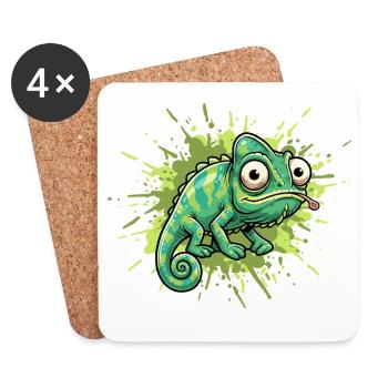 Chameleon Graffiti Spritzer - Untersetzer (4er-Set) - Weiß - Vorne