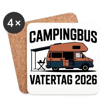 Campingbus Papa Vatertag Geschenk 2026 - Untersetzer (4er-Set) - Weiß - Vorne